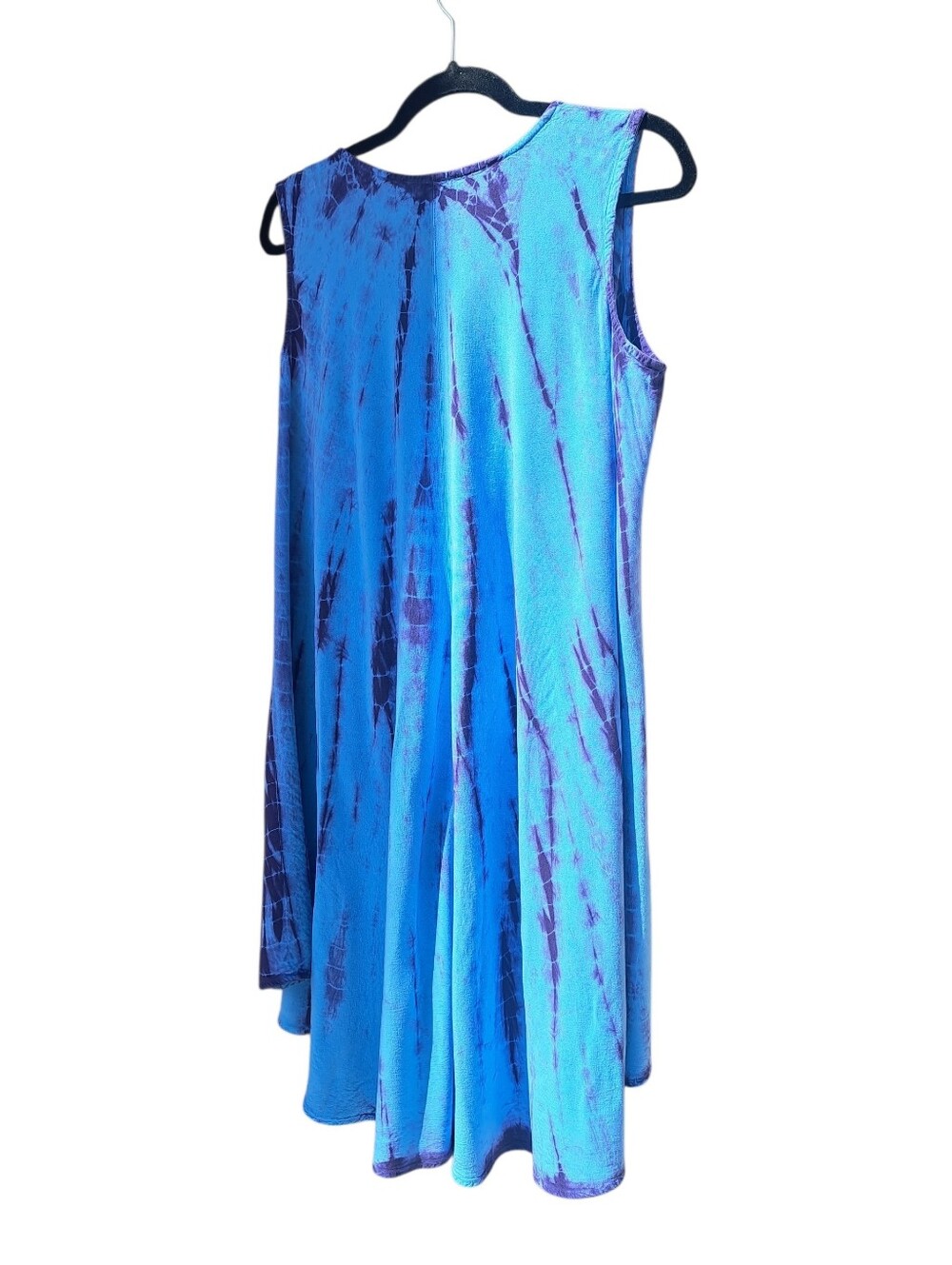 Just Cruising Sleeveless Tie-Dye V-Neck Beach Dress Aqua & Purple Rayon Breezy - Picture 11 of 14